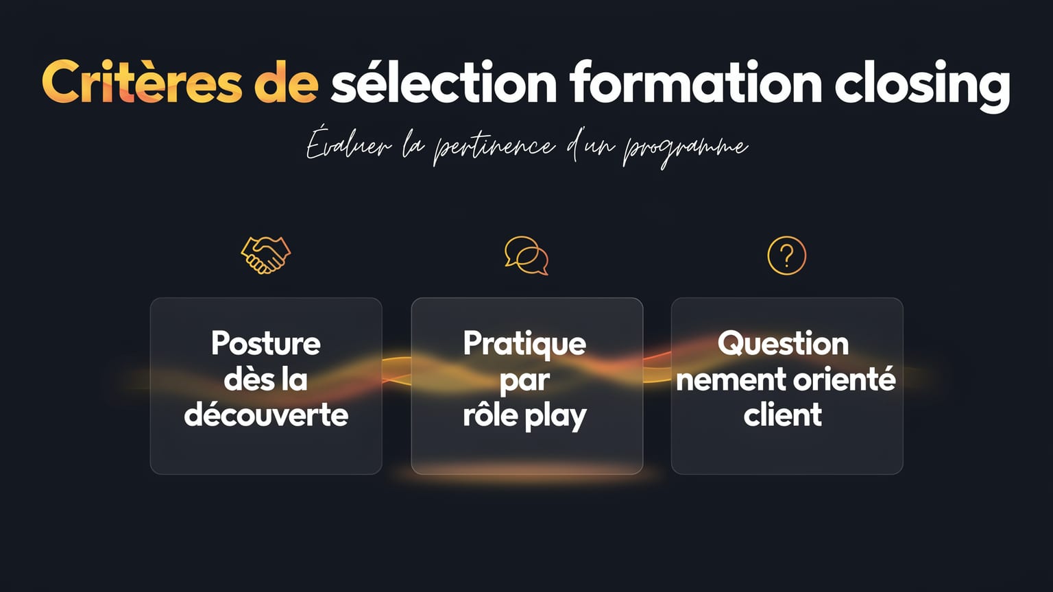Schéma : Critères de sélection formation closing