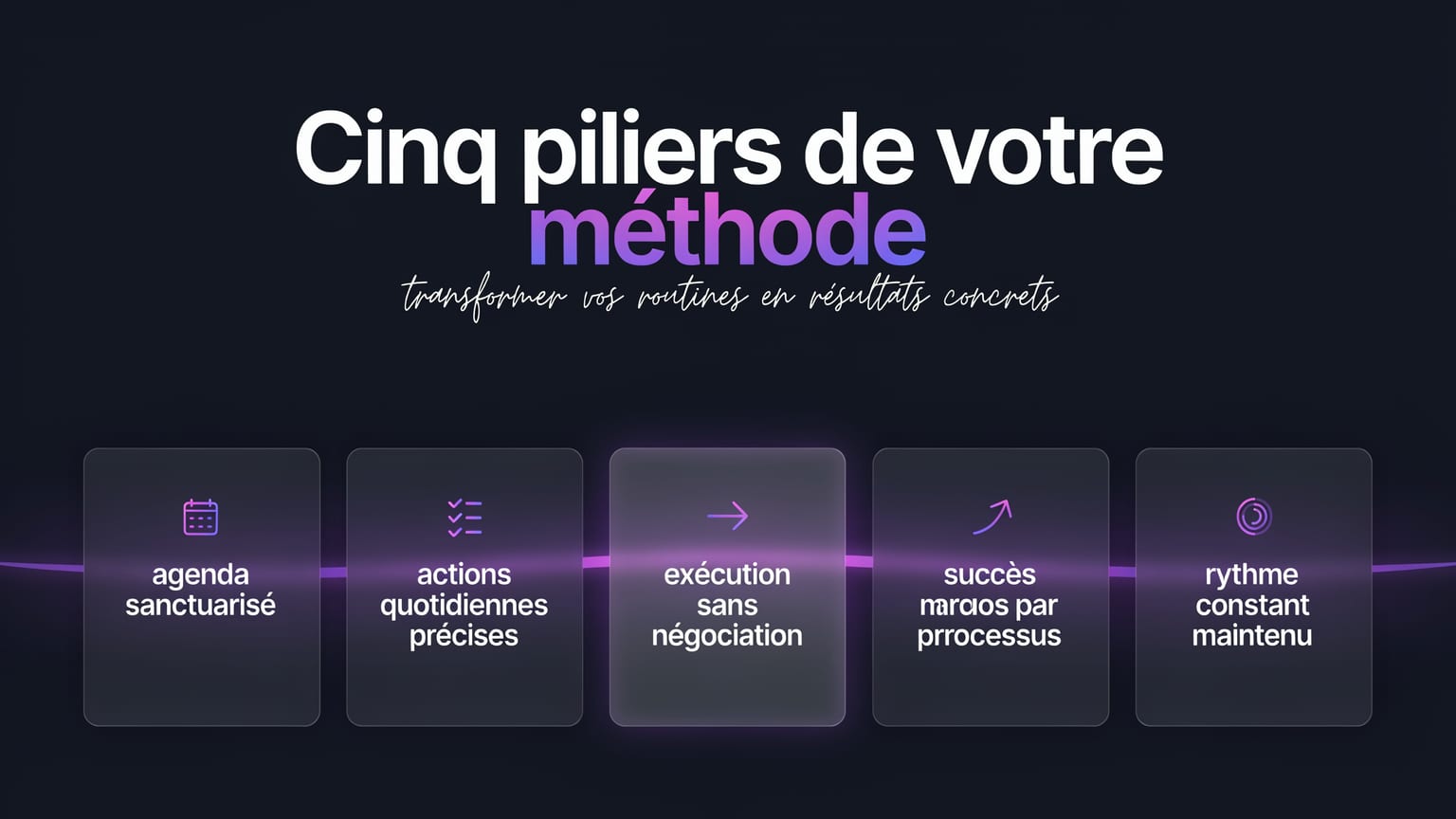 Schéma : Cinq piliers de votre méthode