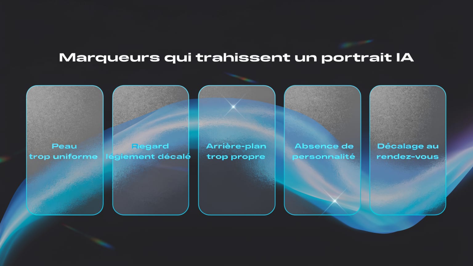 Schéma : Marqueurs qui trahissent un portrait IA