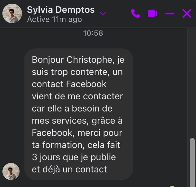 Témoignage Facebook de Sylvia Demptos