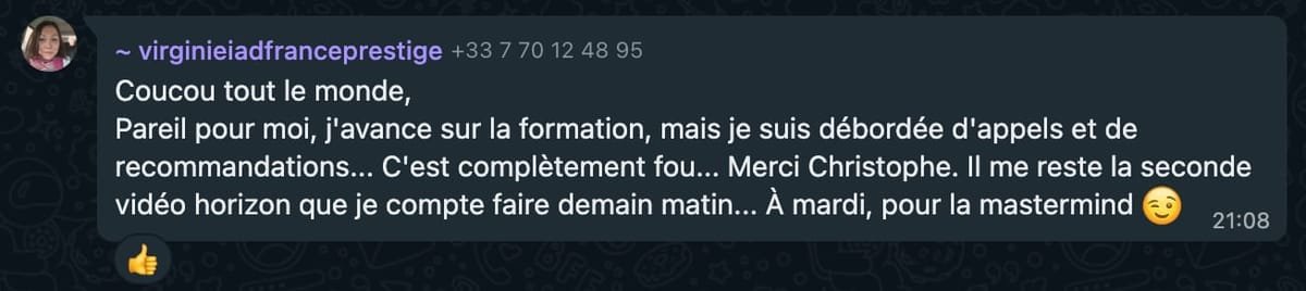 Témoignage Facebook de Virginie