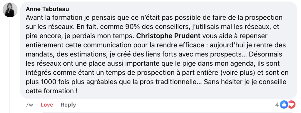 Avis Christophe Prudent Méthode WIN par Anne Tabuteau conseillère en immobilier